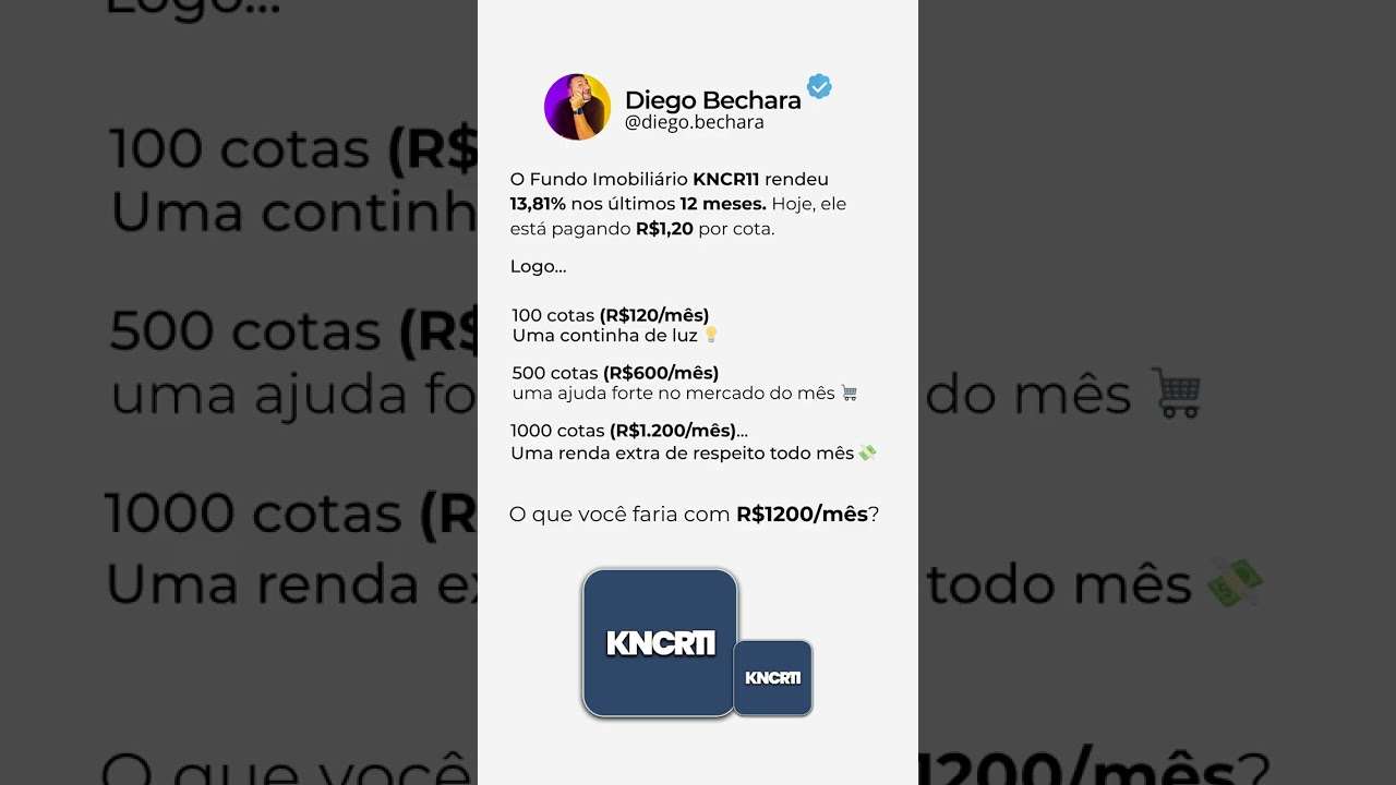Vocês também possuem cotas do KNCR11? Esse é o poder dos fundos imobiliários!