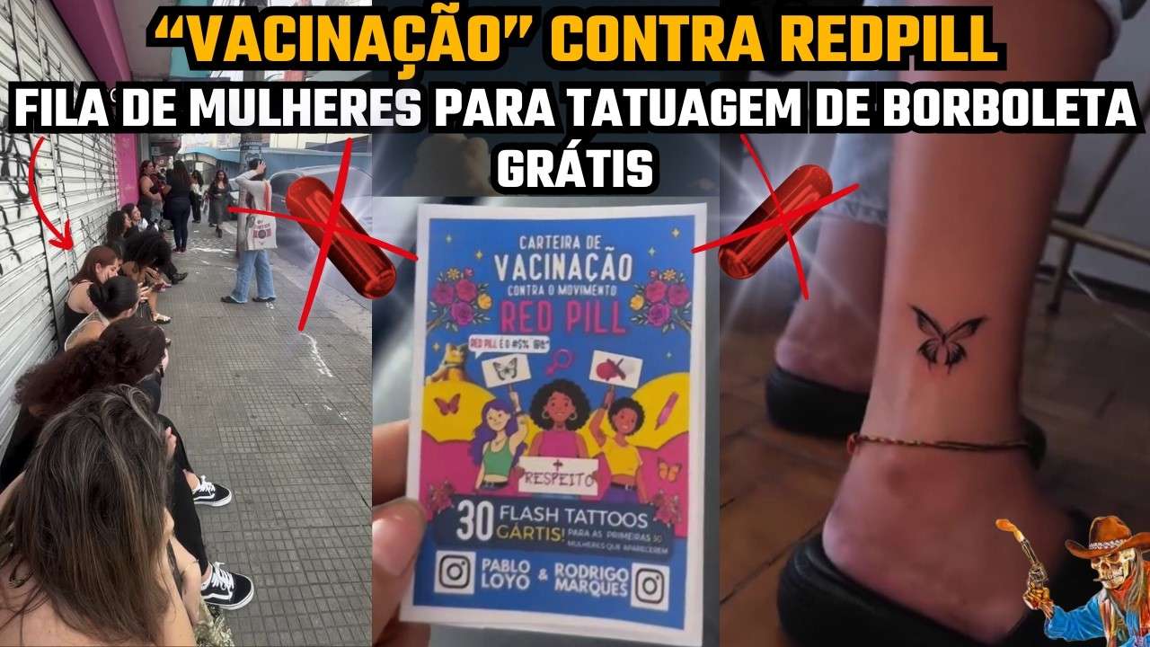 FILA PARA FAZER TATUAGEM DE BORBOLETA GRÁTIS E SE "VACINAR" CONTRA OS REDS 😂😂