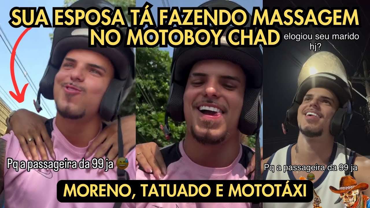 O MOTOBOY CHAD TÁ FAZENDO SUCESSO NAS REDES AO LEVAR ESPOSAS NA GARUPA