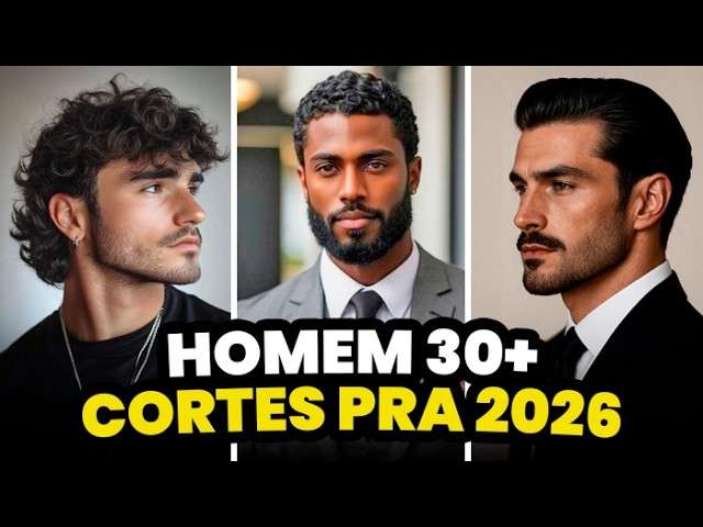 Os 4 CORTES DE CABELO em alta pra 2026 pro HOMEM 30+ (esses ESTILOS tão BOMBANDO!)