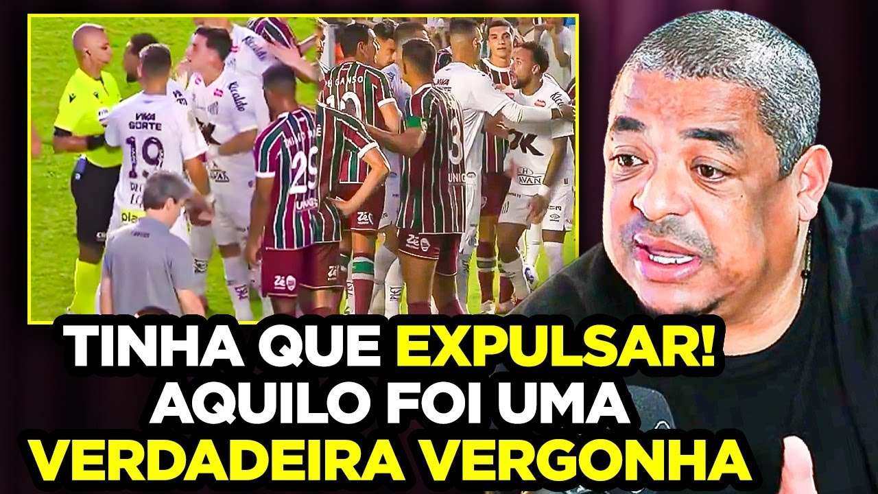 NEYMAR BRIGA COM GANSO E TOMA AMARELO POR RECLAMAR DE ÁRBITRAGEM EM SANTOS X FLUMINENSE